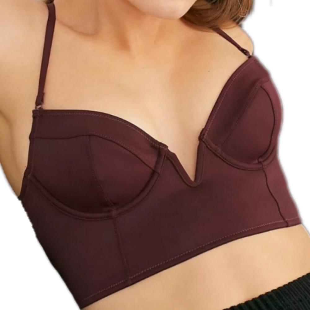 Free People Brianna Longline Underwire Neo Maroon Bra